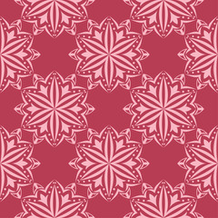 Floral seamless pattern on red background