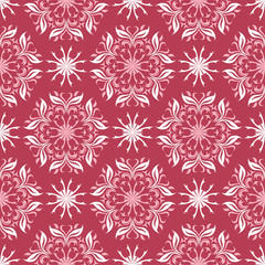 Red and beige floral seamless pattern. Pale red colored background