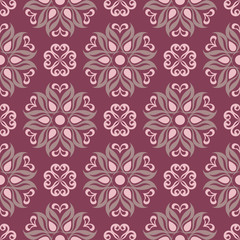 Seamless background. Floral purple red pattern