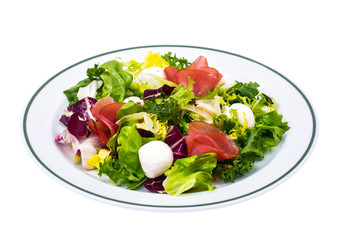 Italian salad with Parma ham and mozzarella