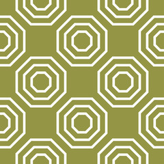 Olive green and white geometric print. Seamless pattern