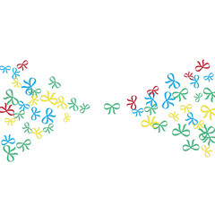 Festive Background with Colorful Bows. Cute Pattern for Postcard, Print, Banner or Poster. Small Pretty Bows For Party Decoration, Wedding, Birthday or Anniversary Invitation. Vector
