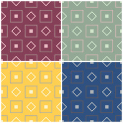 Set of colored seamless backgrounds with geometric patterns