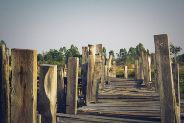 kae dam wooden bridge., Mahasarakham. Thailand © Zinsmute