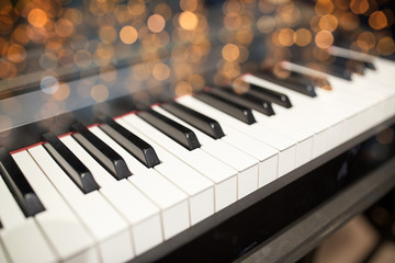 close up of grand piano keyboard