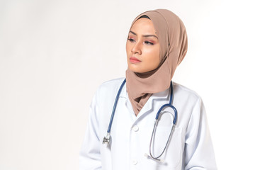 Portrait of hijab woman with  health concept.