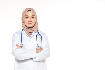 Portrait of hijab woman with  health concept.