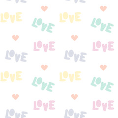 cute colorful love text seamless vector pattern background illustration