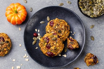 Pumpkin cookies with cranberries and maple glaze