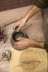 Top view at  making pottery