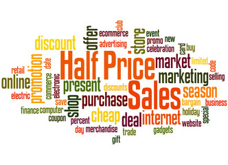 Fototapeta premium Half price sale word cloud concept