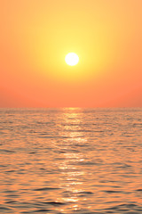 Mediterranean Sea sunset. Solar path