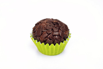 One traditional Brazilian chocolate candy called brigadeiro in coffee gourmet version