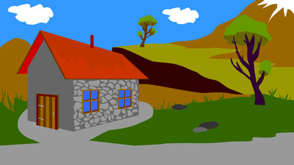 Obraz na płótnie Canvas Background for animation, a small house