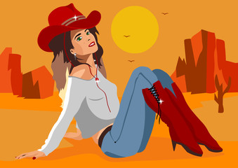 Beautiful girl from Texas with a cowboy hat