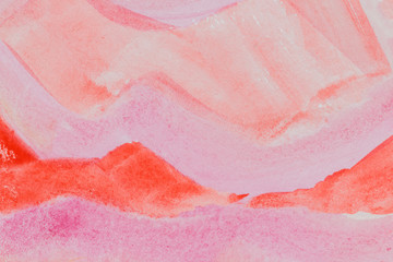 Watercolor painting. Red and pink gradient.