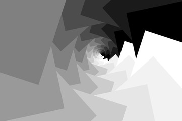 Spiral of rotating squares - gray background, Spiral from squares - black and white pattern