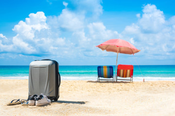 white sand and tropical sea blue sky.