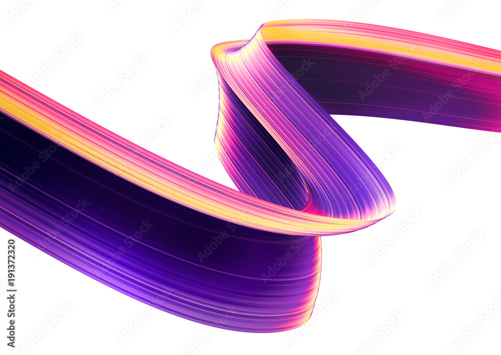 Fototapete 3d render abstract background. colorful twisted shapes in motion. computer generated digital art for
