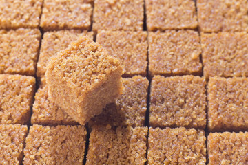 background of cubes of instant panela, product derived from sugarcane