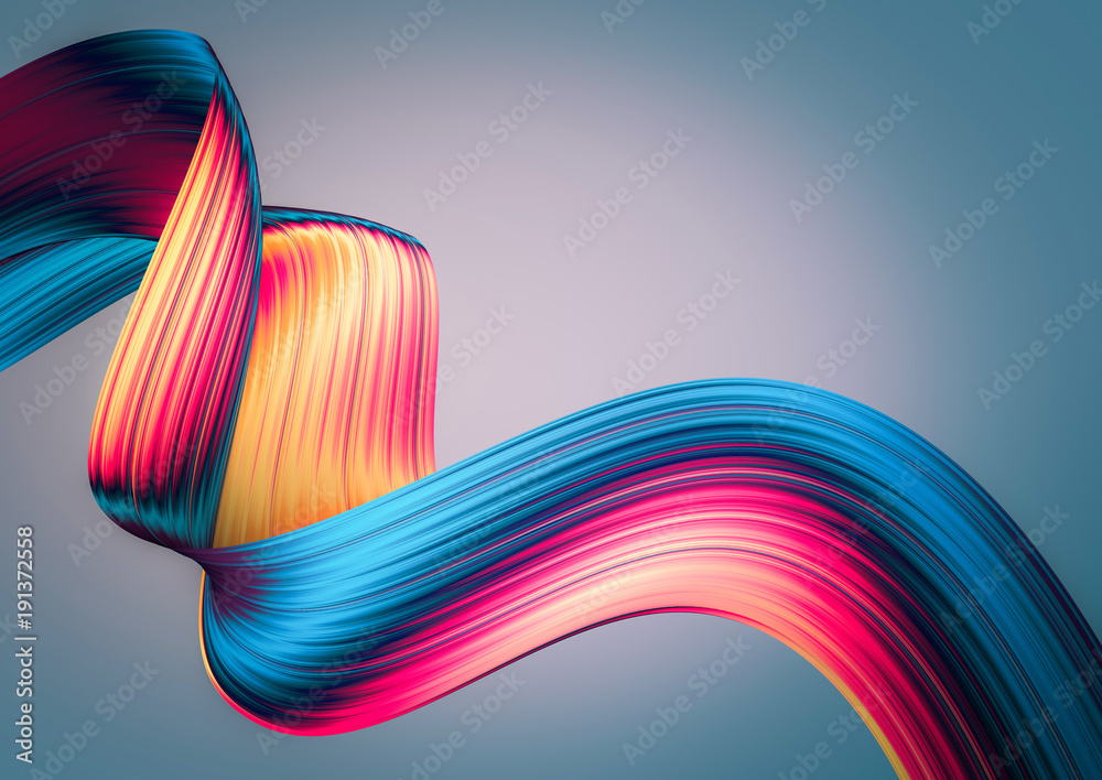 Fototapete 3d render abstract background. colorful twisted shapes in motion. computer generated digital art for