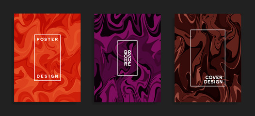 Modern flyer templates. Fluid colors mixture. Abstract barble vector background. Cover, brochure, poster trendy design.