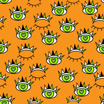 Abstract seamless sport eyes pattern for girls, boys. Creative sport pattern with close and open eyes, psychedelic. Funny sport eyes wallpaper for textile and fabric. Fashion girls pattern style.