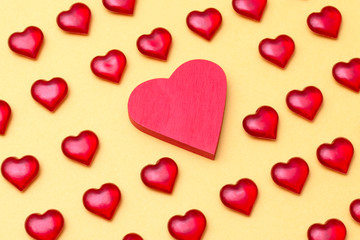 a large number of hearts on a bright background