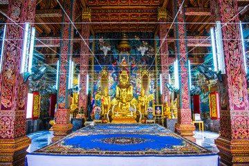 Beautiful buddha statue at Ming Muang temple in Nan province