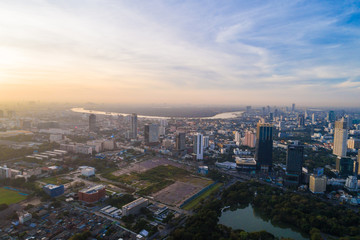 BAngkok cityscape modern office building sunshine in morning