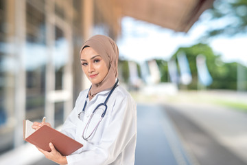 Hijab teenager with healthcare concept.