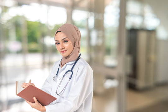 Hijab teenager with healthcare concept.