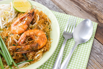 Fried noodle with prawns. Favorite Thai food. Local name, Pad Thai.