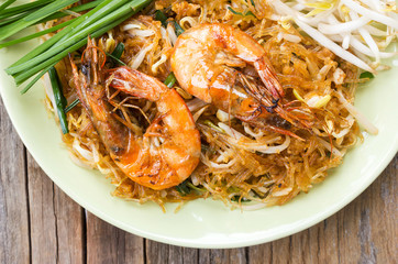 Fried noodle with prawns. Favorite Thai food. Local name, Pad Thai.