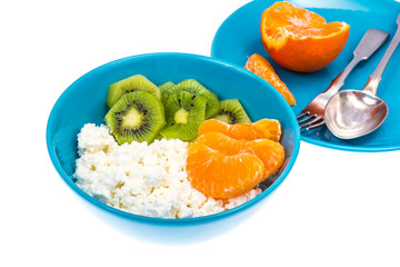 Delicious homemade cottage cheese with fruit