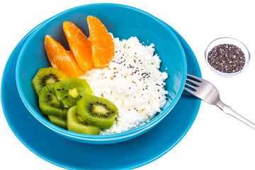 Delicious homemade cottage cheese with fruit