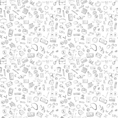 Hand drawn seamless pattern background finance and business doodle design elements isolated on white