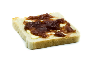 Marmeladentoast toast Marmeladen isoliert freigestellt auf weißen Hintergrund, Freisteller