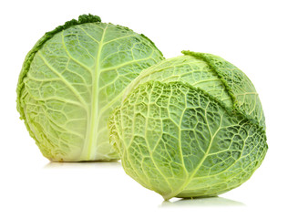 Fototapeta premium whole green cabbage isolated on white