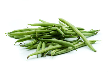 Grüne Bohnen Bohne Gartenbohne Gartenbohnen isoliert freigestellt auf weißen Hintergrund, Freisteller