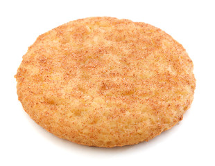 Top side of a snickerdoodle over white.