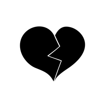 Broken heart. Black icon on white background