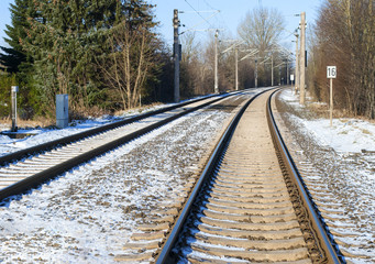 Bahnverkehr, Bahngleise im Winter, Schleswig-Holstein, Deutschland 