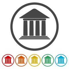 Bank building icon, vector icon, 6 Colors Included