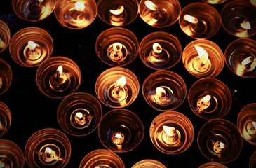 candles lit with the warm flame