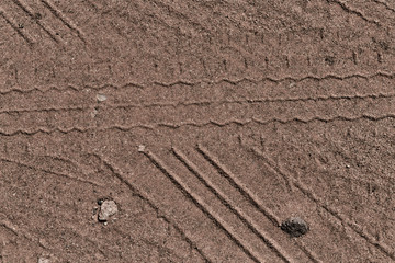 in the desert  beach track of car and truck like abstract background