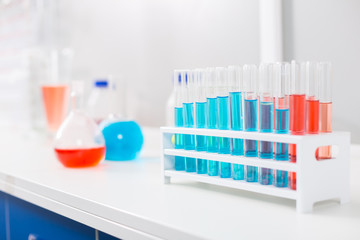 Transparent vials filled with medication