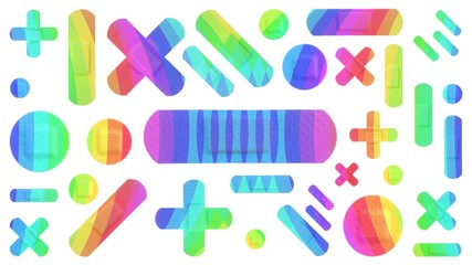 Various Colored Strips of ADHESIVE BANDAGES PLASTER - Medical Equipment - Colorful RAINBOW Style