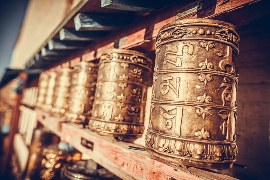 Buddhist prayer drums