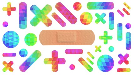 Various Colored Strips of ADHESIVE BANDAGES PLASTER - Medical Equipment - Colorful RAINBOW Style